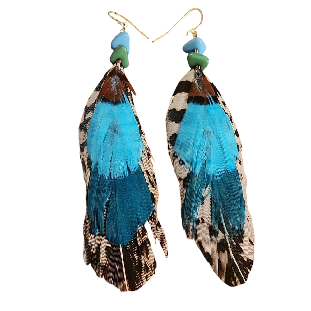 Earrings EW Never Worn atherrn Feather and Bead Hook Earrings. Be different
